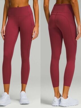 Lululemon Fast and Free High-Rise Tight 25" *Brushed Nulux Mulled Wine Size 4